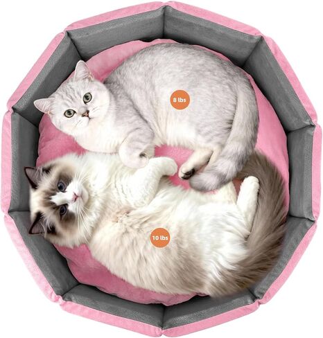 Cat Bed Kitten Bed, Washable Round Cat Beds for Indoor Cats, Super Soft Faux Rabbit Fur Small Kitten Bed for Puppy and kitten, Fluffy Inner Mat Filling Memory Foam with Anti-Slip Bottom (Gray) in Kuwait