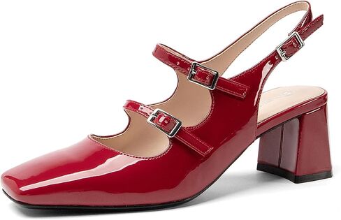 أحذية Mary Jane النسائية ذات الكعب العالي ذات الكعب العالي للنساء بمقدمة مربعة وحزام كاحل مزدوج in Kuwait