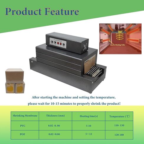 220V 4.5KW Heat Shrink Tunnel Packaging Machine，Adjustable Speed Automatic Conveyor Shrink Wrapper，POF/PVC Heat Shrink Packaging Machine for Bottles Boxes Books in Kuwait