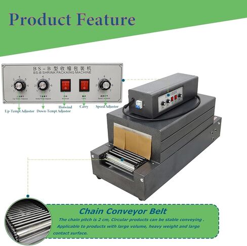 220V 4.5KW Heat Shrink Tunnel Packaging Machine，Adjustable Speed Automatic Conveyor Shrink Wrapper，POF/PVC Heat Shrink Packaging Machine for Bottles Boxes Books in Kuwait