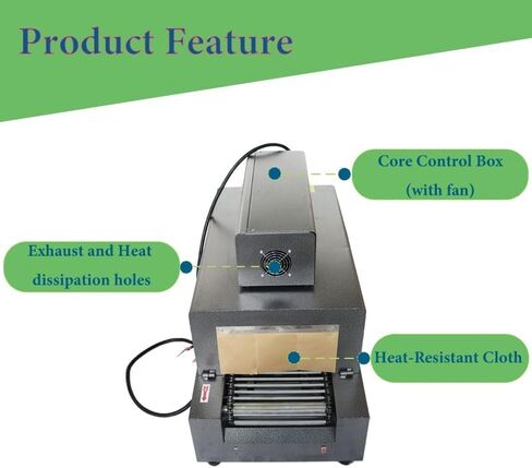 220V 4.5KW Heat Shrink Tunnel Packaging Machine，Adjustable Speed Automatic Conveyor Shrink Wrapper，POF/PVC Heat Shrink Packaging Machine for Bottles Boxes Books in Kuwait