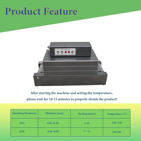 220V 4.5KW Heat Shrink Tunnel Packaging Machine with Mesh Conveyor, Dual-Zone Temp Control Heat Shrink Packaging Machine for PVC/POF Film, Max Load 22LBS Light Industrial Use in Kuwait