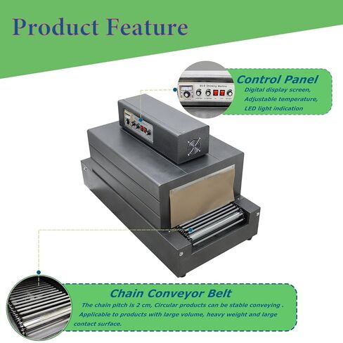 220V 5.5KW Heat Shrink Tunnel Packaging Machine with Chain Conveyor, Dual-Zone Temp Control Heat Shrink Packaging Machine for PVC/POF Film, Max Load 23LBS Light Industrial Use in Kuwait