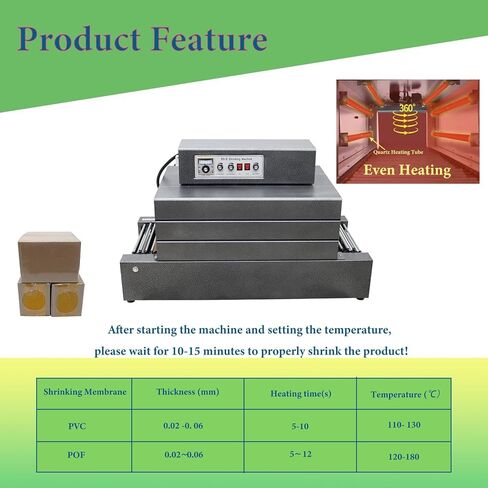 220V 5.5KW Heat Shrink Tunnel Packaging Machine with Chain Conveyor, Dual-Zone Temp Control Heat Shrink Packaging Machine for PVC/POF Film, Max Load 23LBS Light Industrial Use in Kuwait