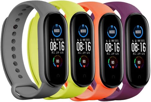 LeongLzt(4/5/8 PACK Xiaomi Mi 5/6/7 حزام/Amazfit Band 5/6 أربطة بديلة لـ Mi Band 5/6/7 SmartWatch Band & Amazfit Band 5/6، أشرطة سيليكون ناعمة ومرنة صديقة للبشرة للذكور والإناث in Kuwait