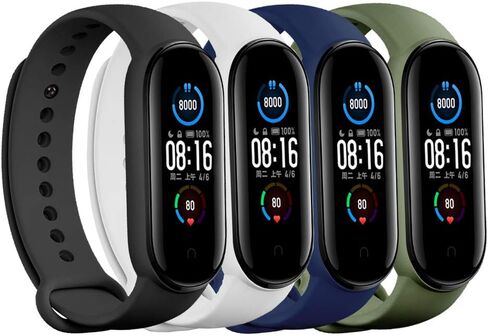 LeongLzt(4/5/8 PACK Xiaomi Mi 5/6/7 حزام/Amazfit Band 5/6 أربطة بديلة لـ Mi Band 5/6/7 SmartWatch Band & Amazfit Band 5/6، أشرطة سيليكون ناعمة ومرنة صديقة للبشرة للذكور والإناث in Kuwait