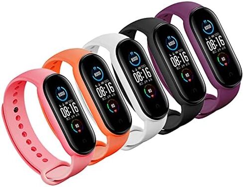 LeongLzt(4/5/8 PACK Xiaomi Mi 5/6/7 حزام/Amazfit Band 5/6 أربطة بديلة لـ Mi Band 5/6/7 SmartWatch Band & Amazfit Band 5/6، أشرطة سيليكون ناعمة ومرنة صديقة للبشرة للذكور والإناث in Kuwait