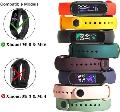 LeongLzt(4/5/8 PACK Xiaomi Mi 5/6/7 حزام/Amazfit Band 5/6 أربطة بديلة لـ Mi Band 5/6/7 SmartWatch Band & Amazfit Band 5/6، أشرطة سيليكون ناعمة ومرنة صديقة للبشرة للذكور والإناث in Kuwait