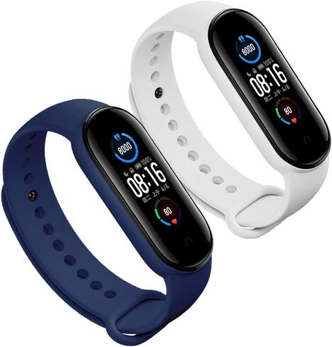 LeongLzt(4/5/8 PACK Xiaomi Mi 5/6/7 حزام/Amazfit Band 5/6 أربطة بديلة لـ Mi Band 5/6/7 SmartWatch Band & Amazfit Band 5/6، أشرطة سيليكون ناعمة ومرنة صديقة للبشرة للذكور والإناث in Kuwait