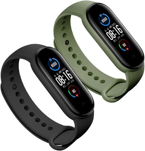 LeongLzt(4/5/8 PACK Xiaomi Mi 5/6/7 حزام/Amazfit Band 5/6 أربطة بديلة لـ Mi Band 5/6/7 SmartWatch Band & Amazfit Band 5/6، أشرطة سيليكون ناعمة ومرنة صديقة للبشرة للذكور والإناث in Kuwait