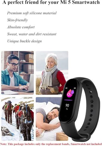 LeongLzt(4/5/8 PACK Xiaomi Mi 5/6/7 حزام/Amazfit Band 5/6 أربطة بديلة لـ Mi Band 5/6/7 SmartWatch Band & Amazfit Band 5/6، أشرطة سيليكون ناعمة ومرنة صديقة للبشرة للذكور والإناث in Kuwait