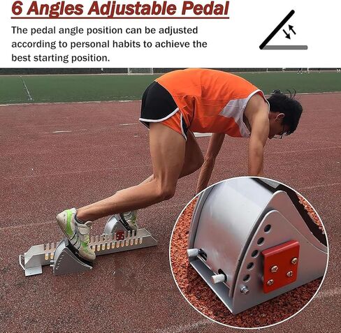 Track and Field Starting Blocks, Multi Function Competition Starting Block for Racing, 6 Angle Adjustable Running Blocks, Portable Starting Block for Sprinter Athlete in Kuwait