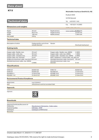 KT 8 9002650000 أداة القطع للتشغيل بيد واحدة in Saudi Arabia