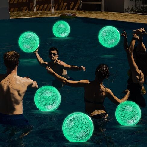 12 Pcs 8 Inch Light up Beach Balls Glow in The Dark Blow up Pool Floating Inflatable Balls for Summer Neon Pool Garden Decorations Outdoor in Kuwait