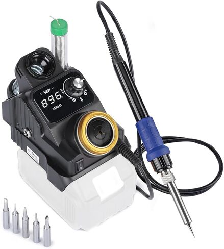 WEP 937D-I 3 Cordless Soldering Iron Kit Compatible with Milwaukee 20V/18V Battery, with Integrated Iron Holder, Digital Display, 6 Soldering Tips, Adjustable Temperature, Auto Sleep & Shutdown in Saudi Arabia