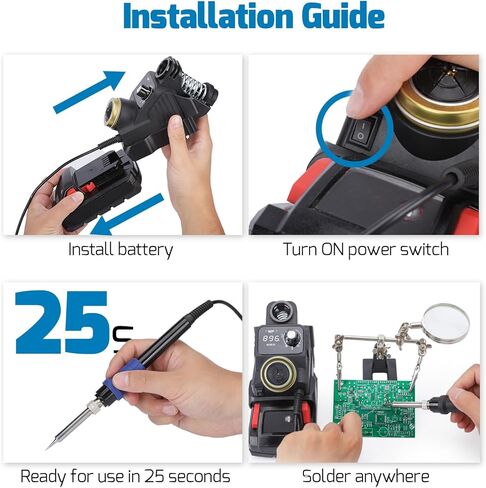 WEP 937D-I 3 Cordless Soldering Iron Kit Compatible with Milwaukee 20V/18V Battery, with Integrated Iron Holder, Digital Display, 6 Soldering Tips, Adjustable Temperature, Auto Sleep & Shutdown in Saudi Arabia
