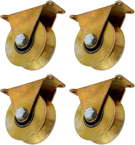 4pcs 2.5in V Groove Wheel Sliding Gate Caster Steel Rigid Caster Wheels with Bracket for Garage Door, Lifting in Saudi Arabia