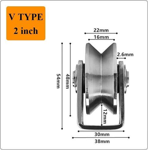 4pcs V Groove Wheel Stainless Steel 2 inches Heavy Duty Caster Wheels Sliding Gate Wheels for Track Sliding, Moving Door Sliding in Saudi Arabia