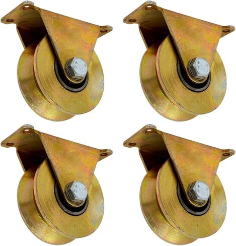 4pcs 3 Inch V Groove Wheel, Heavy Duty Rigid Caster Wheels V Shaped Steel Sliding Gate Roller for Track Rail Industrial Machines in Saudi Arabia