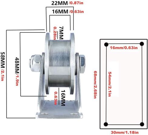 V-Groove Track Wheel,2pcs 304 Stainless Steel Fixed Pulley with Bearing,Heavy Duty Rigid Caster,Sliding Door Roller,for Track Sliding Doors,Mechanical Carts and Mobile Workbench,Htype-Slot width 16mm in Saudi Arabia