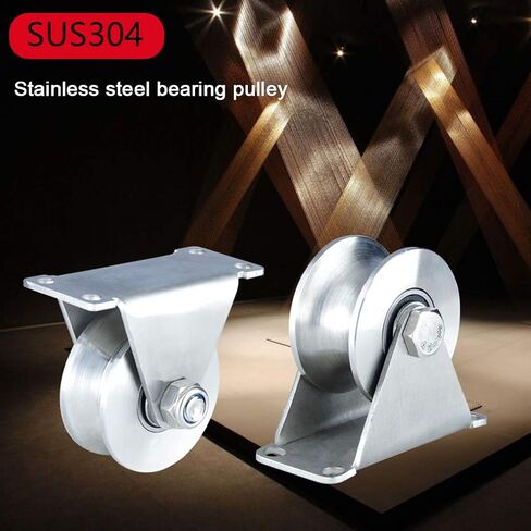 V-Groove Track Wheel,2pcs 304 Stainless Steel Fixed Pulley with Bearing,Heavy Duty Rigid Caster,Sliding Door Roller,for Track Sliding Doors,Mechanical Carts and Mobile Workbench,Htype-Slot width 16mm in Saudi Arabia