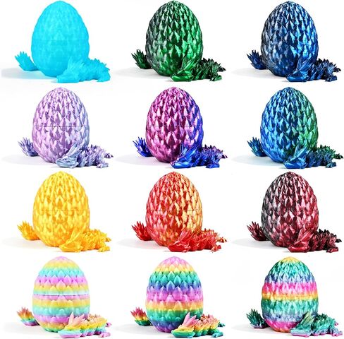 12pcs ثلاثية الأبعاد بيض التنين الكريستال المطبوعة مع التنين من الداخل ، ألعاب متعة ملونة تململ ألعابًا ، وأشجار سلة عيد الفصح الممتعة للأطفال ، والمراهقين والكبار ، وديكور خيالي فريد in Kuwait