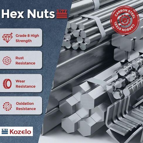 30pcs Hex Nuts - [M10-1] Carbon Steel Grade 8 Hardware Nuts for Mechanical Repair & Assembly, Standard Metric Fine Thread Nut, Blue-White in Kuwait