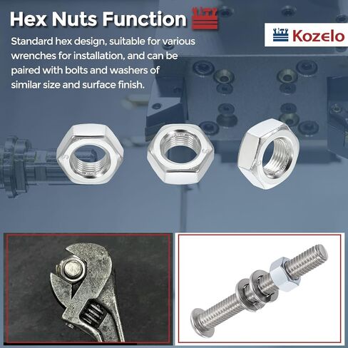 30pcs Hex Nuts - [M10-1] Carbon Steel Grade 8 Hardware Nuts for Mechanical Repair & Assembly, Standard Metric Fine Thread Nut, Blue-White in Kuwait