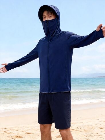 Mens Sun Hoodie Lightweight Cooling Full Zip UV Protection Jacket for Outdoor Running Fishing Beach Travel in Saudi Arabia