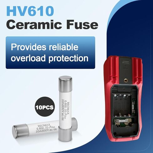 10 قطعة HV610 فيوز سيراميك مناسب للعداد الرقمي المتعدد، 10A 600V متعدد الصمامات، 6.35x32 مللي متر AC/DC FF10A 600V in Kuwait
