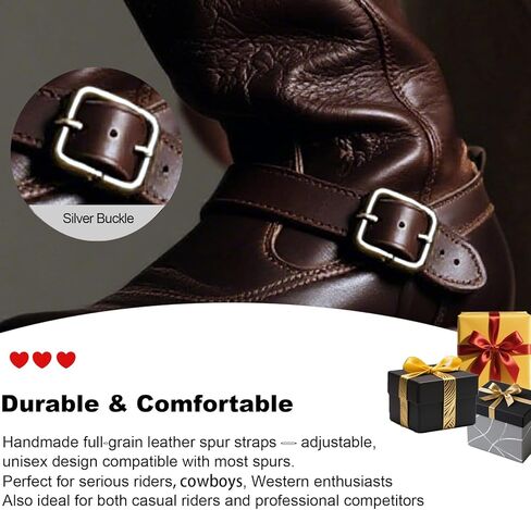 2PCS Handmade Full Grain Leather Spur Straps, Adjustable Western Spur Strap Horse Riding Gear Accessories, Cowboy, Men, Women's Boots Equipment, Rodeo, Equestrian, Dark Brown in Saudi Arabia