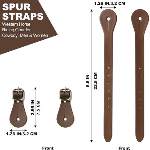 2PCS Handmade Full Grain Leather Spur Straps, Adjustable Western Spur Strap Horse Riding Gear Accessories, Cowboy, Men, Women's Boots Equipment, Rodeo, Equestrian, Dark Brown in Saudi Arabia