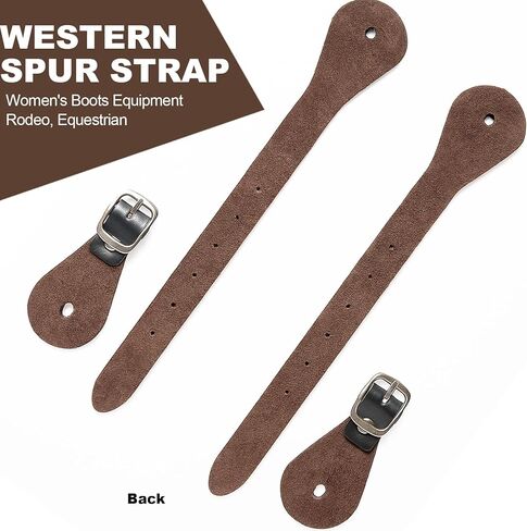 2PCS Handmade Full Grain Leather Spur Straps, Adjustable Western Spur Strap Horse Riding Gear Accessories, Cowboy, Men, Women's Boots Equipment, Rodeo, Equestrian, Dark Brown in Saudi Arabia