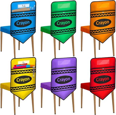 12 PCS كرسي جيوب للفصول الدراسية تعيين جيب رئاسة Crayon Chairback مع فتحة الاسم للعودة إلى المدرسة منظم الجيوب تخزين المقعد للمنزل في الفصل الدراسي in Kuwait