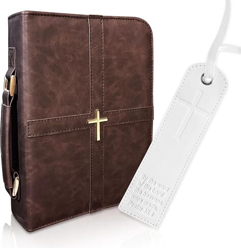 Bible Cover Case for Women, Elegant & Practical Bible Case with Shoulder Strap, Light Beige Leather Bible Cover, Feminine Bible Bag, Hardwearing & Soft Bible Covers for Ladies in Kuwait