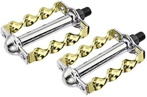 Lowrider Bike Twisted Flat Pedals 1/2 W/Logo Chrome/Gold.Bicycle Pedals in Saudi Arabia
