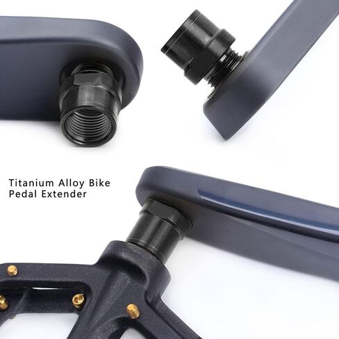 موسع دواسة الدراجة 16 ملم، موسعات دواسة الدراجة من سبائك التيتانيوم، عمود تمديد دواسة الدراجة مع فواصل لدراجة الطرق الجبلية (أسود) in Kuwait
