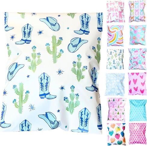10x13 Colorful and Stylish 25 Pack Poly Mailer Bags with Unique Designs | Waterproof, Tear-Resistant, Durable Shipping Bags Ideal for Gifts, Small Businesses, and Secure Packaging | Happy Smiles in Saudi Arabia