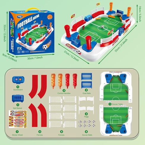 Mini Foosball Table Soccer Board Games for Kids & Adults Indoor Sports Soccer Toys with Dual Flipper Controls & High Fences Pinball Machine Home Party Fun Birthday Gift for Boys Ages 6 7 8-12 in Saudi Arabia