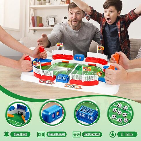 Mini Foosball Table Soccer Board Games for Kids & Adults Indoor Sports Soccer Toys with Dual Flipper Controls & High Fences Pinball Machine Home Party Fun Birthday Gift for Boys Ages 6 7 8-12 in Saudi Arabia