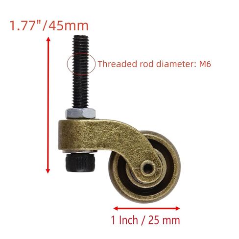 Universal Caster Wheels,Heavy Duty 1 Inch Caster Wheels with M6 Threaded Stem,Mini Stem Casters Swivel Wheels 360 Degree Rotation Furniture Casters Replacements in Kuwait