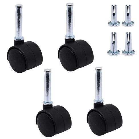 2 inch Plastic Swivel Casters Set of 4, M8 Grips Neck Stem Swivel Caster Wheels, 360°Rotation Black Nylon Replacement Castor Wheels for Furniture Chair Table Shelf in Saudi Arabia