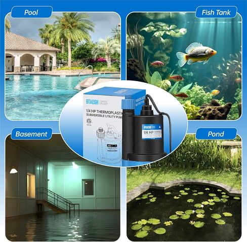 مضخة مياه غاطسة 1/4 حصان 1800 جيجا في الساعة مضخة مستنقع صغيرة من البلاستيك الحراري مضخة نقل كهربائية محمولة نظيفة لحمام السباحة في الطابق السفلي والحديقة والبركة in Kuwait