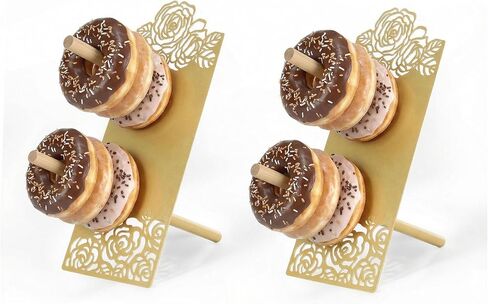 AIM & GGKK Gold Donut Stand Display Wall for Party,Metal Donut Holder Stand with Floral Design,Dessert Table Donuts Board for Weddings,Birthday,Baby Shower,Bagel Holder Party Decor in Saudi Arabia