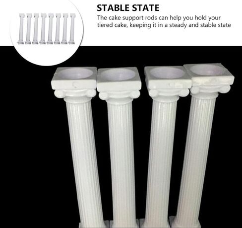 Abaodam Cake Support Rods 8Pcs 3 Inch Roman Column Pillars Tiered Cake Supports for Wedding Birthday Party Multi-Layer Decoration Stand in Saudi Arabia
