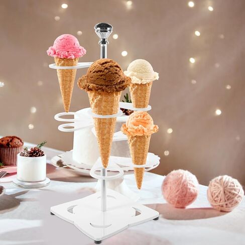 OUNONA Ice Cream Cone Holder Stand 6 Holes Acrylic Dessert Display Stand with Stable Base 11.02X4.72X4.72In for Party Wedding Baby Shower in Saudi Arabia