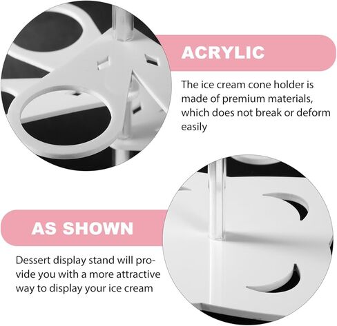 OUNONA Ice Cream Cone Holder Stand 6 Holes Acrylic Dessert Display Stand with Stable Base 11.02X4.72X4.72In for Party Wedding Baby Shower in Saudi Arabia