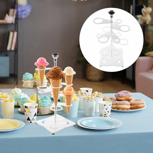 OUNONA Ice Cream Cone Holder Stand 6 Holes Acrylic Dessert Display Stand with Stable Base 11.02X4.72X4.72In for Party Wedding Baby Shower in Saudi Arabia