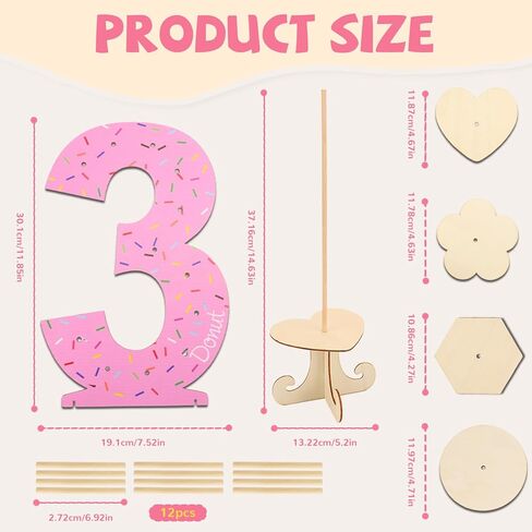 مجموعة من 5 قطع من حامل الدونات، حامل عرض جداري على شكل دونات خشبي مع 4 قطع حامل برج الدونات، حامل لوح الدونات لطاولة الحلوى وحفلات الزفاف وأعياد الميلاد وحفلات استقبال المولود الجديد (رقم 3) in Kuwait