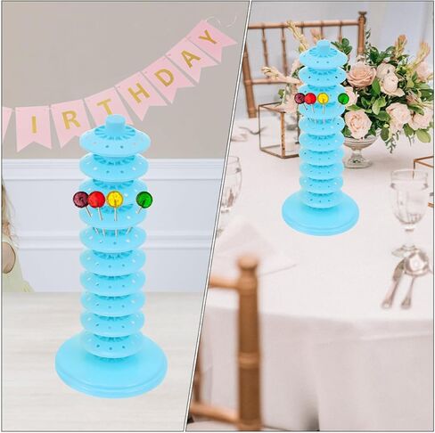Adjustable 10-layer Blue Pp Lollipop Display Base Stand, Multi-hole Candy Holder for Party Decorations, Reusable Lollipop Tree Rack, 2 Pieces in Saudi Arabia